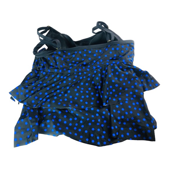 1133 swim for all women's 16 blue polka dot tiered ruffle swim bathing tankini - Picture 5 of 5